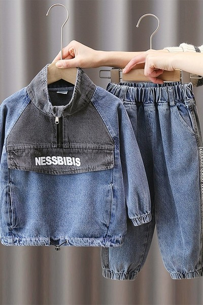 Dječji dvodijelni traper set s natpisom