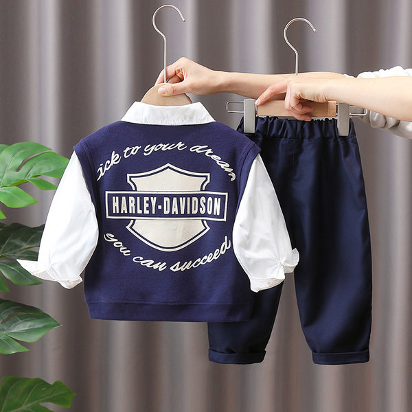 Vaikiškas elegantiškas trijų dalių komplektas su kaklaraiščiu