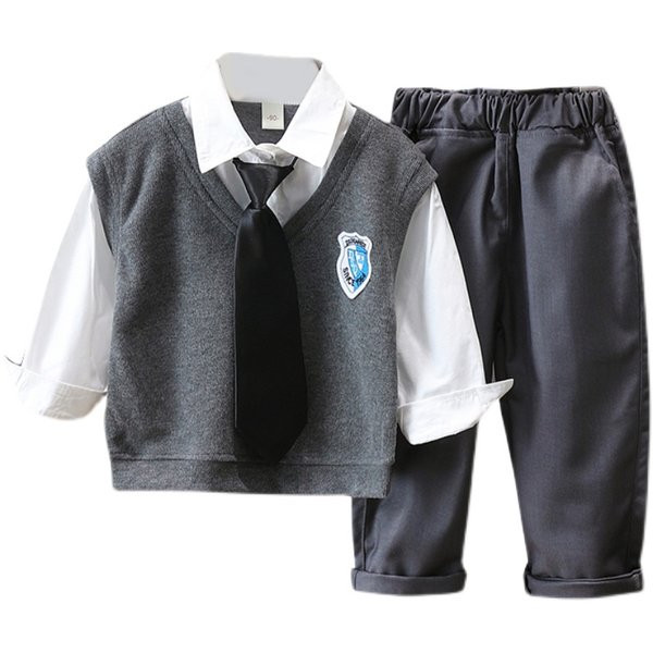 Vaikiškas elegantiškas trijų dalių komplektas su kaklaraiščiu