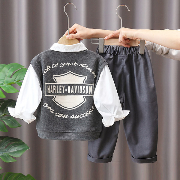 Vaikiškas elegantiškas trijų dalių komplektas su kaklaraiščiu