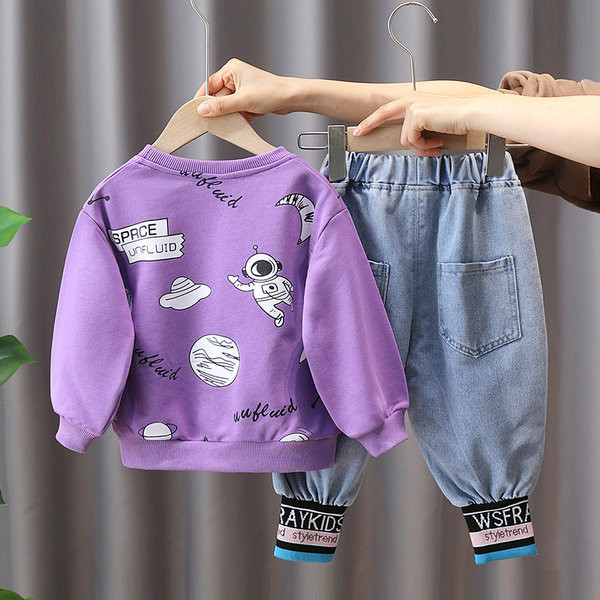 Rudeninis vaikiškas komplektas berniukams - palaidinė su džinsais