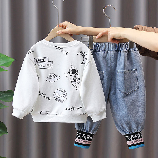 Rudeninis vaikiškas komplektas berniukams - palaidinė su džinsais