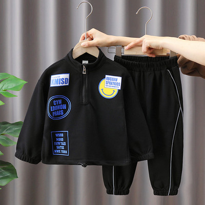 Rudens/žiemos spauda berniukams kelnių ir palaidinių rinkinys su užtrauktuku