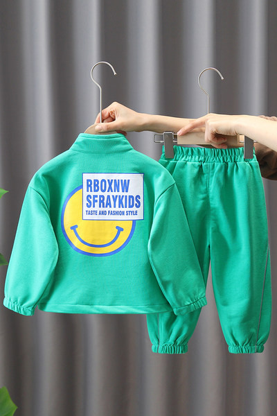 Rudens/žiemos spauda berniukams kelnių ir palaidinių rinkinys su užtrauktuku