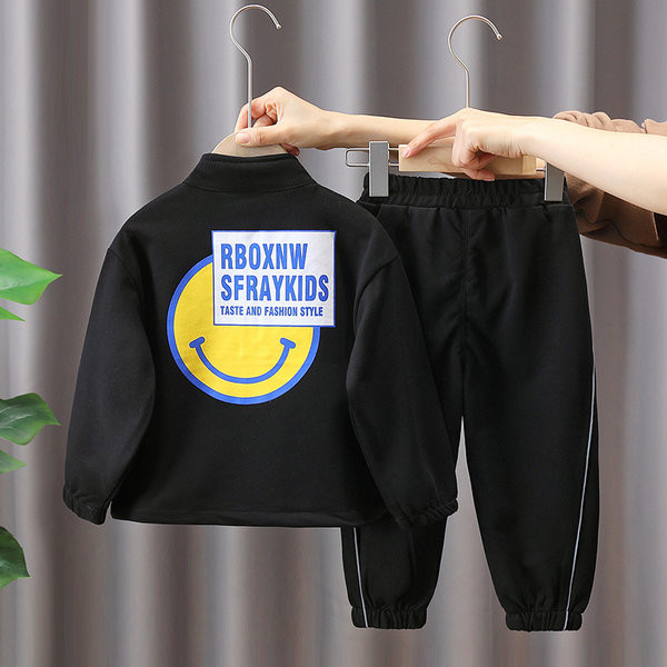 Rudens/žiemos spauda berniukams kelnių ir palaidinių rinkinys su užtrauktuku