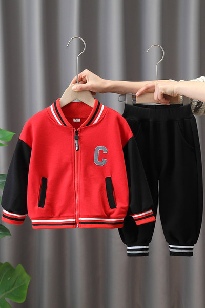 Sportinių kelnių ir striukės rinkinys berniukams su užtrauktuku