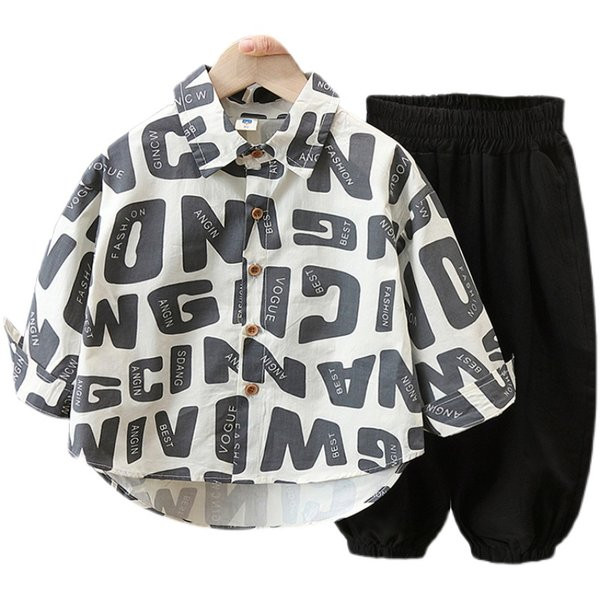 Vaikiškas komplektas su klasikine apykakle ir užrašu