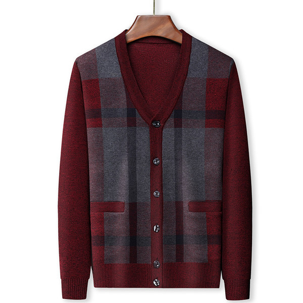 Kockás gombos férfi kardigán