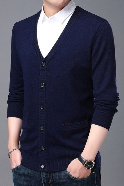 Vestă pentru bărbați subțire, cu nasturi și decolteu în V