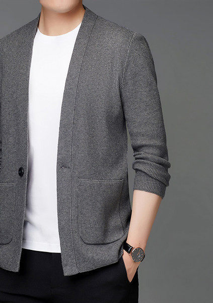 Cardigan toamna iarna cu buzunar pentru barbati