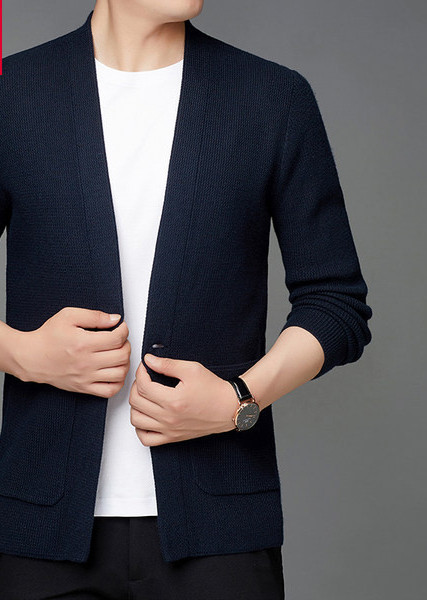 Cardigan toamna iarna cu buzunar pentru barbati