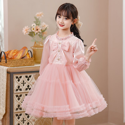 Moderna haljina za djevojčice s trakom i gumbima