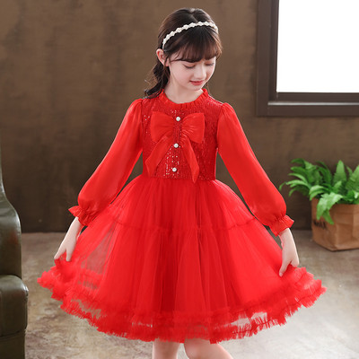 Moderna haljina za djevojčice s trakom i gumbima