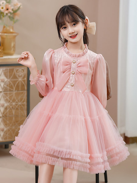 Moderna haljina za djevojčice s trakom i gumbima