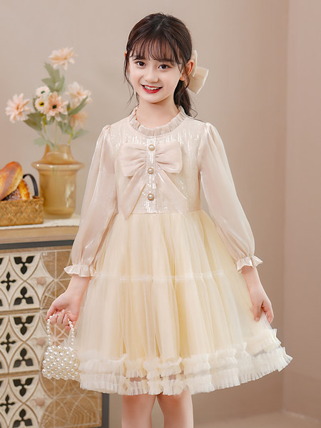 Moderna haljina za djevojčice s trakom i gumbima