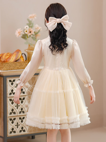 Moderna haljina za djevojčice s trakom i gumbima