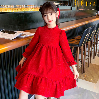 Dječja modna haljina dugih rukava s O-izrezom za djevojčice