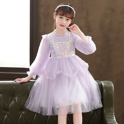 Modna haljina sa šljokicama dugih rukava za djevojčice