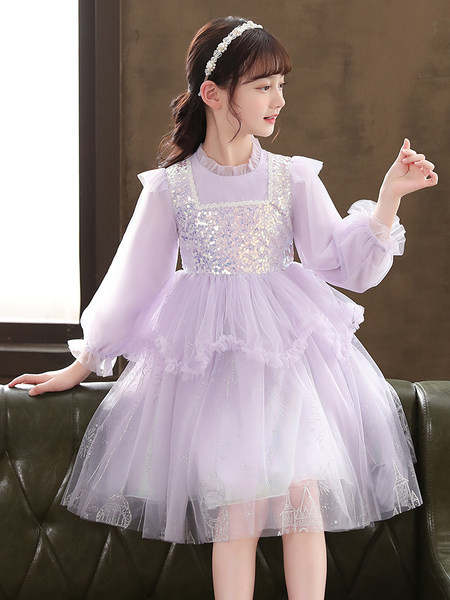 Modna haljina sa šljokicama dugih rukava za djevojčice