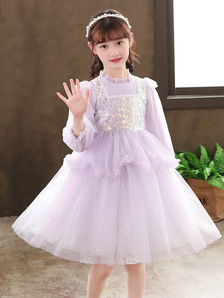 Modna haljina sa šljokicama dugih rukava za djevojčice