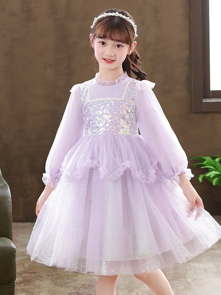 Modna haljina sa šljokicama dugih rukava za djevojčice