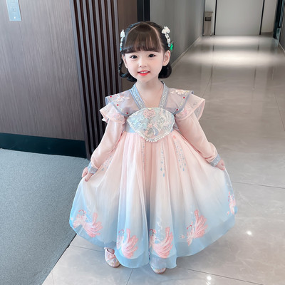 Proljetno-jesenska haljina s vezom za djevojčice - kineski stil