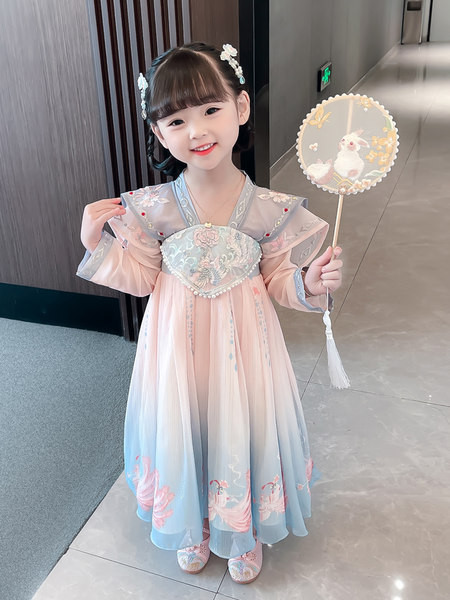 Proljetno-jesenska haljina s vezom za djevojčice - kineski stil