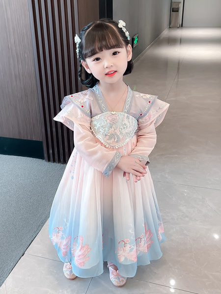 Proljetno-jesenska haljina s vezom za djevojčice - kineski stil