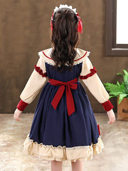 Elegantna haljina za djevojčice s dugim rukavima i trakom