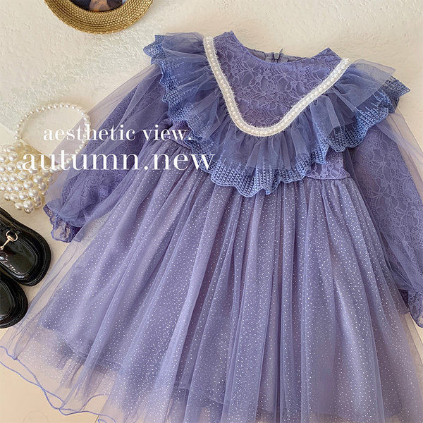 Rochie decupata pentru copii cu tul si dantela pentru fete