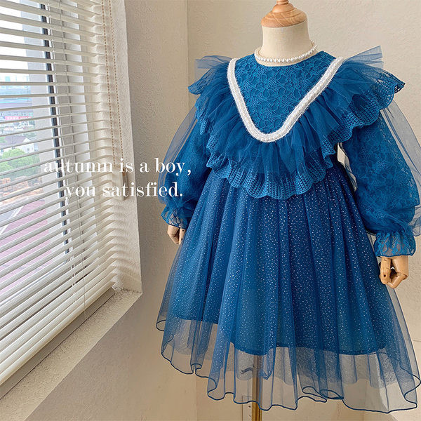 Rochie decupata pentru copii cu tul si dantela pentru fete