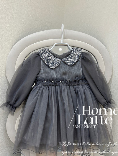 Madinga suknelė mergaitėms su blizgučiais ir perlais