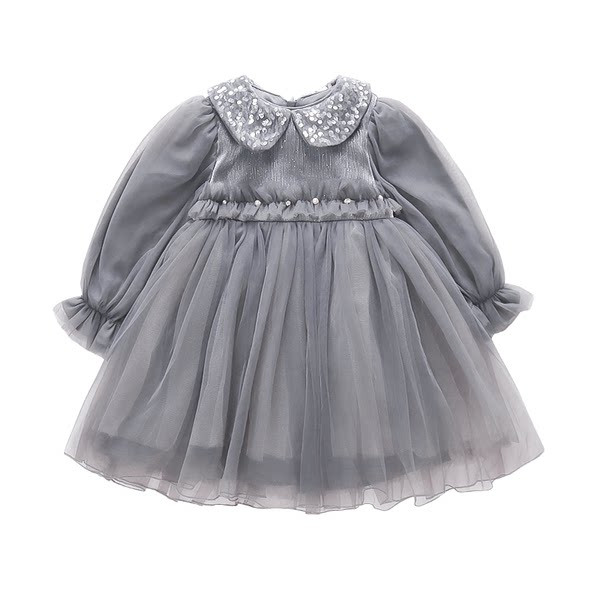 Madinga suknelė mergaitėms su blizgučiais ir perlais