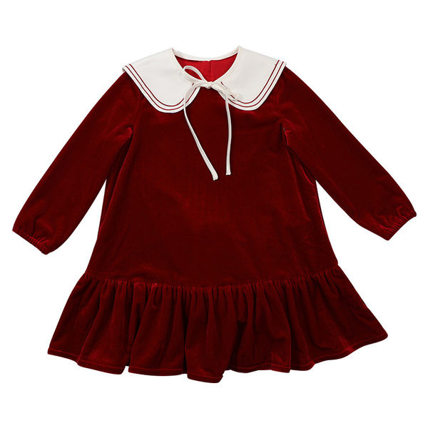 Vaikiška suknelė ilgomis rankovėmis ir apykakle