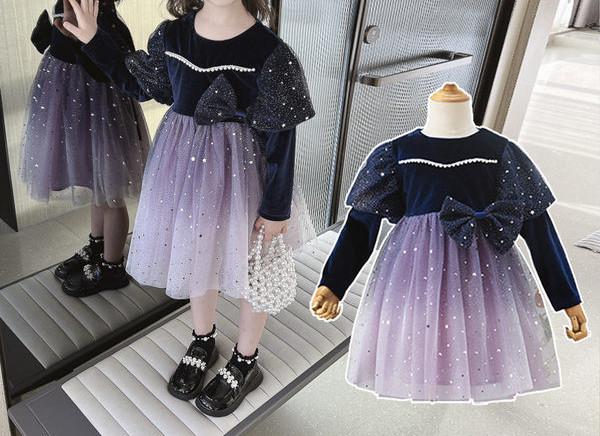 Rochie moderna pentru copii cu tul si perle