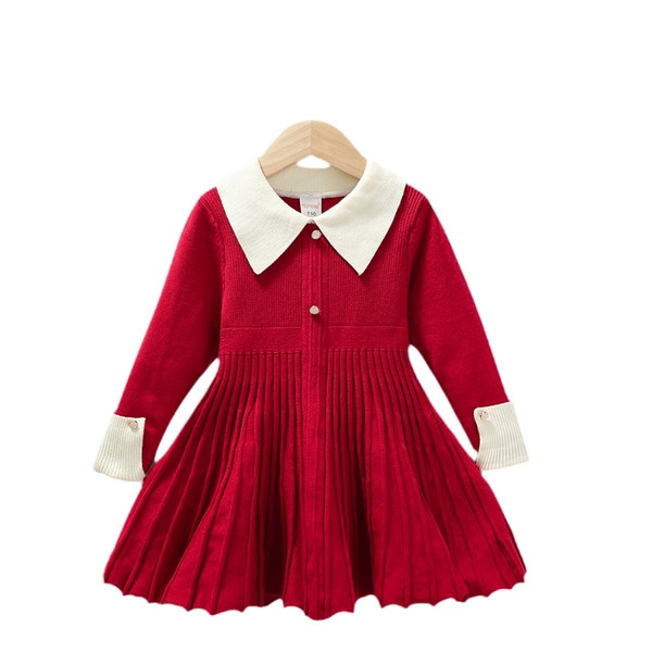 Dječja pletena haljina s dugim rukavima