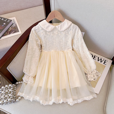 Naujo modelio vaikiška kirpimo suknelė su tiuliu