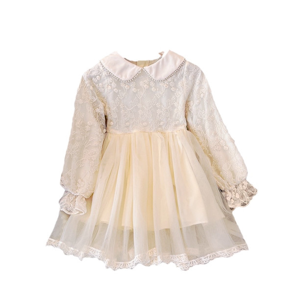 Naujo modelio vaikiška kirpimo suknelė su tiuliu