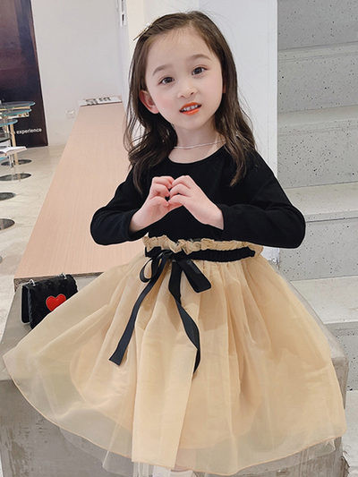 Elegantna haljina za djevojčice s dugim rukavima i trakom