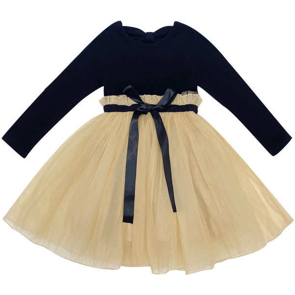 Elegantna haljina za djevojčice s dugim rukavima i trakom