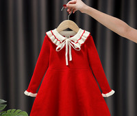 Dječja jesenska haljina s dugim rukavima i kragnom