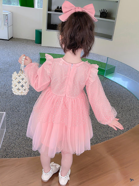 Dječja moderna haljina s dugim rukavima i trakom