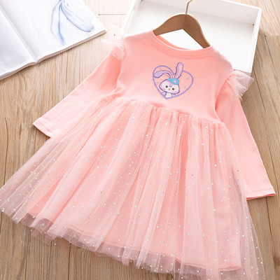 Dječja ležerna haljina s dugim rukavima i vezom