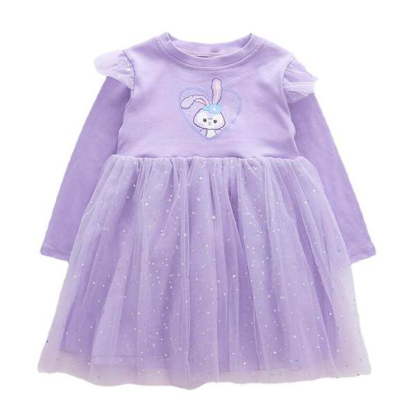 Dječja ležerna haljina s dugim rukavima i vezom