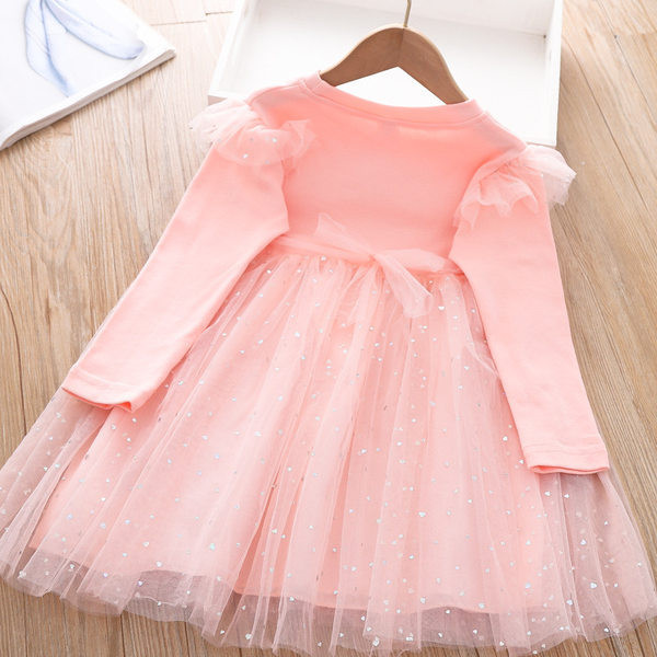 Dječja ležerna haljina s dugim rukavima i vezom