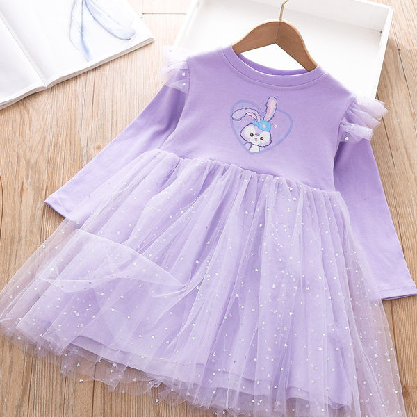 Dječja ležerna haljina s dugim rukavima i vezom