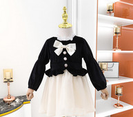 Modna dječja haljina s trakom i gumbima za djevojčice