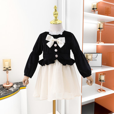 Modna dječja haljina s trakom i gumbima za djevojčice