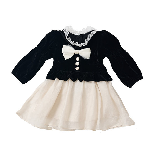 Modna dječja haljina s trakom i gumbima za djevojčice