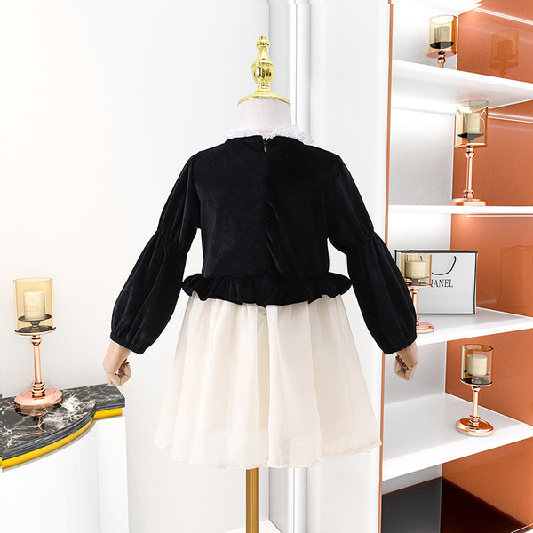 Modna dječja haljina s trakom i gumbima za djevojčice